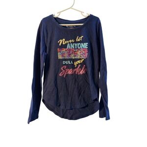 My Favorite Tee Girls‎ Navy Blue Sparkle Sequin Long Sleeve Shirt Size 7/8